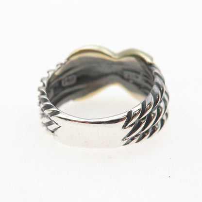 David Yurman 925 Sterling Silver 14K Gold Vintage X-Shape Ring Size 6.25