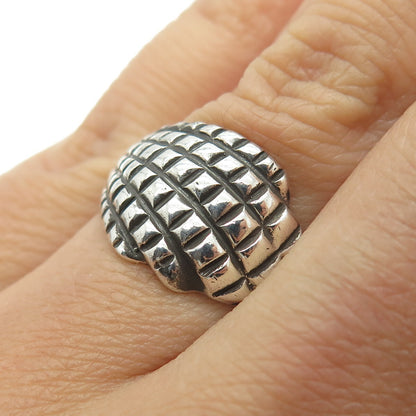 925 Sterling Silver Vintage Checkered Modernist Ring Size 6.75