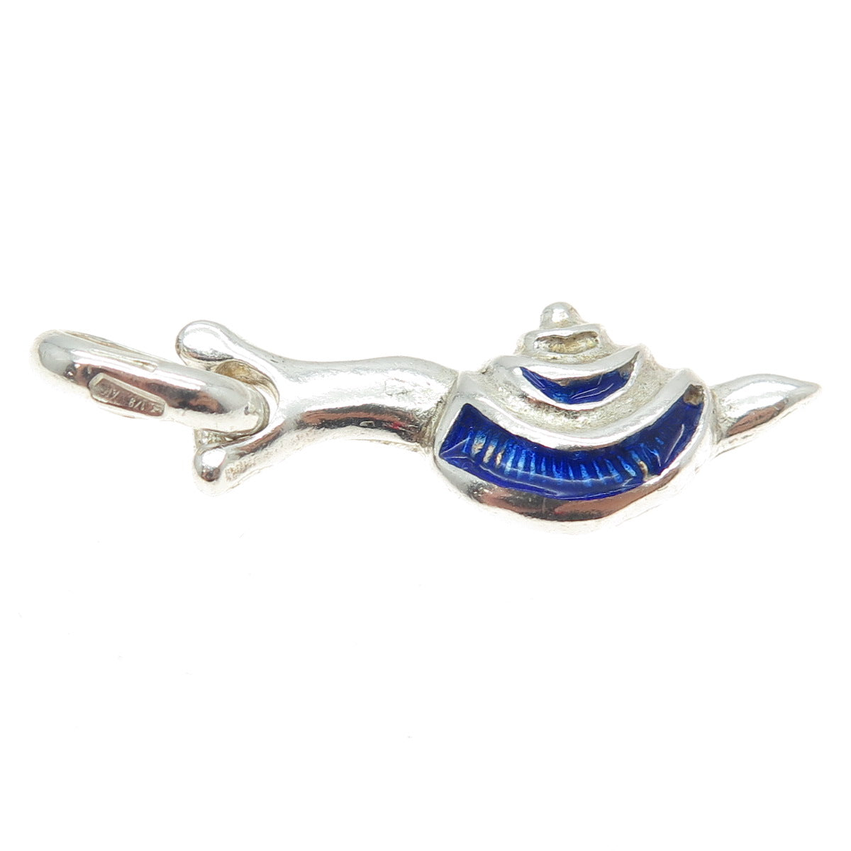 925 Sterling Silver Vintage Enamel Snail Pendant