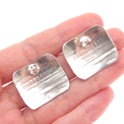 Old Pawn 925 Sterling Silver Vintage Southwestern Oxidized Tribal Earrings