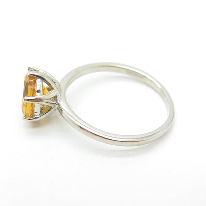 DAZZLERS 925 Sterling Silver Real Round-Cut Citrine Ring Size 7