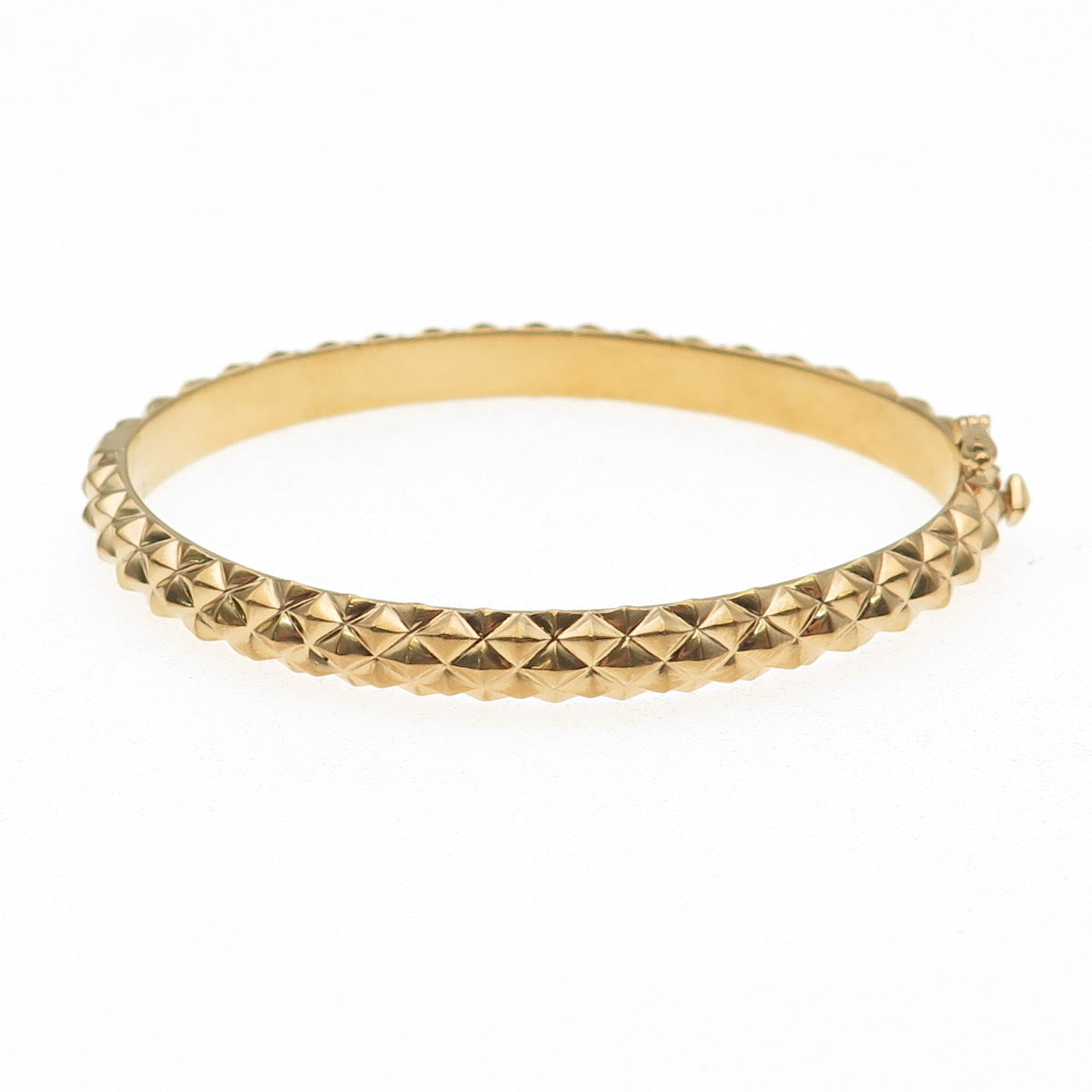 925 Sterling Silver Gold Plated Diamond-Shape Bangle Bracelet 6.25"