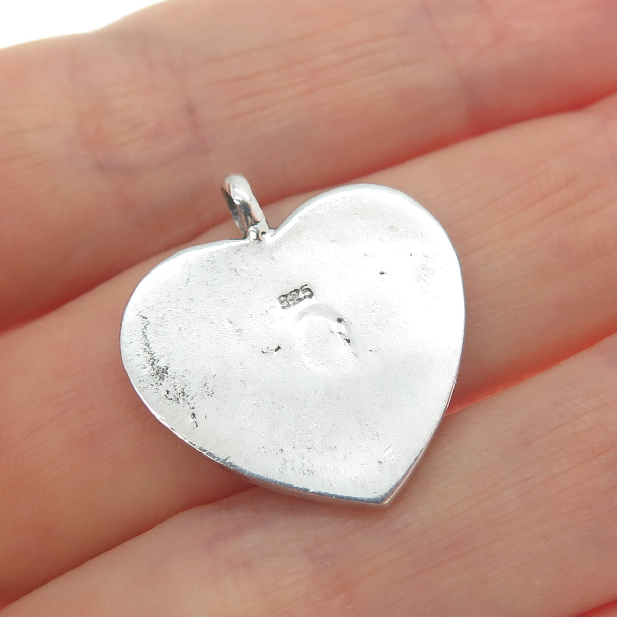 925 Sterling Silver Vintage Love Heart Tag Minimalist Charm Pendant