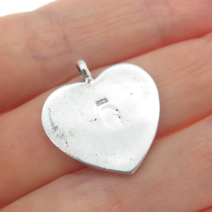 925 Sterling Silver Vintage Love Heart Tag Minimalist Charm Pendant