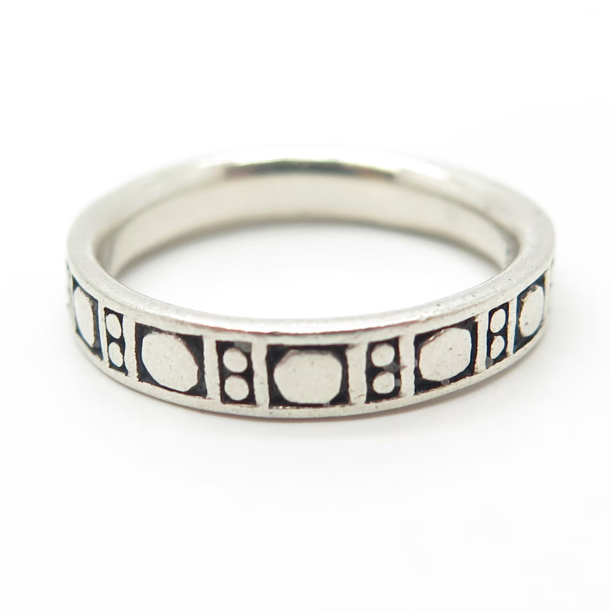 925 Sterling Silver Vintage Dotted Band Ring Size 8