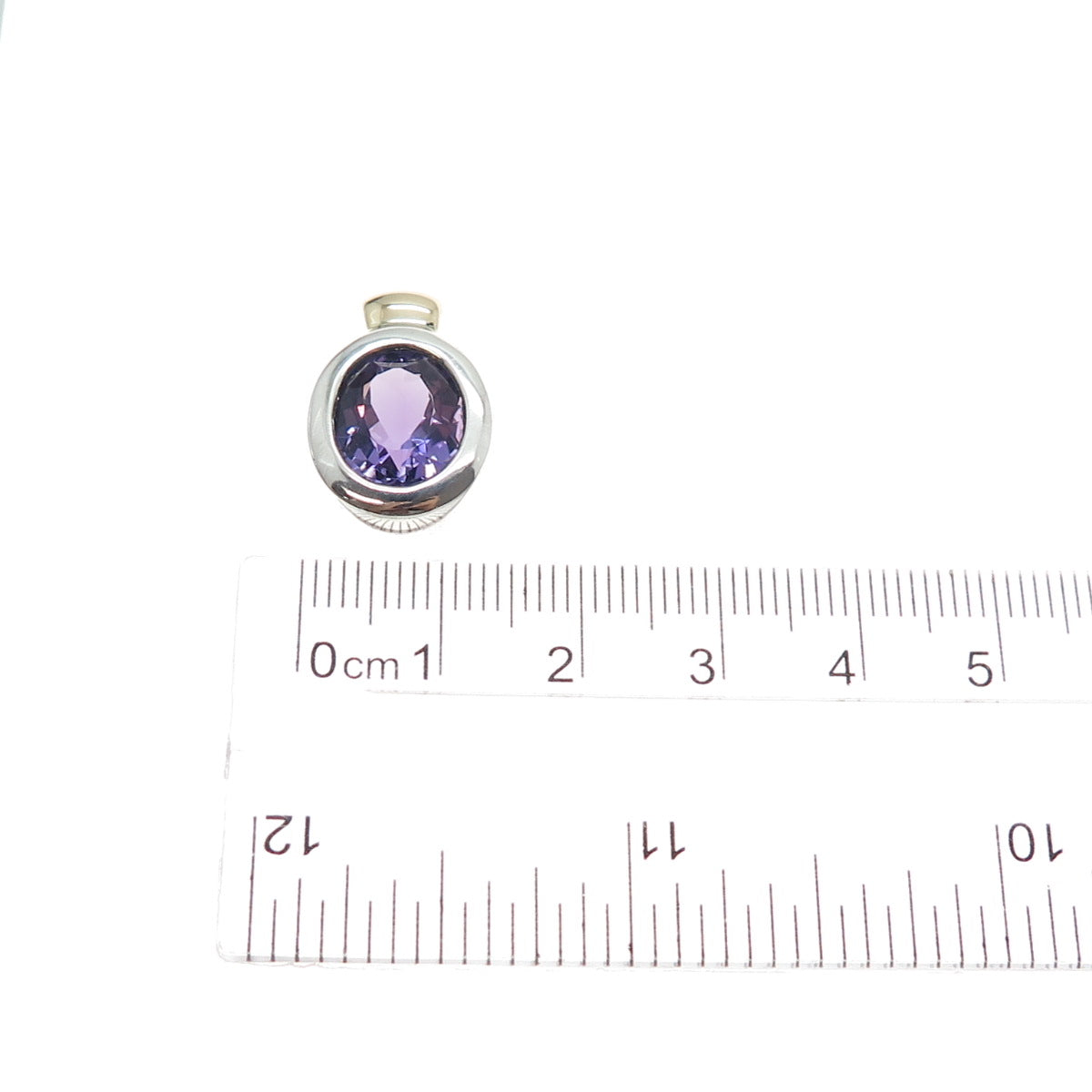 MICHELLE ALBALA 925 Sterling Silver 14K Gold Vintage Real Amethyst Mini Pendant
