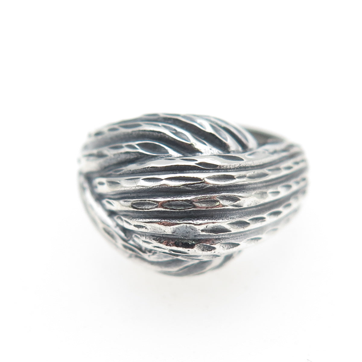 925 Sterling Silver Vintage Modernist Dome Oxidized Ring Size 6