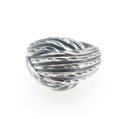 925 Sterling Silver Vintage Modernist Dome Oxidized Ring Size 6