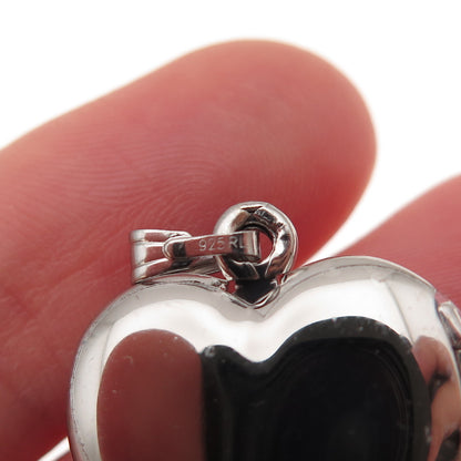 Tru-Kay 925 Sterling Silver Vintage Real MOP Heart Locket Charm Pendant