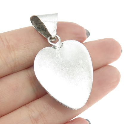 925 Sterling Silver Vintage Real Larimar Heart Pendant