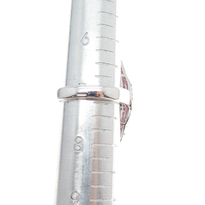 DSMK 925 Sterling Silver Lab-Created Pink Sapphire & Ruby Ring Size 7.25