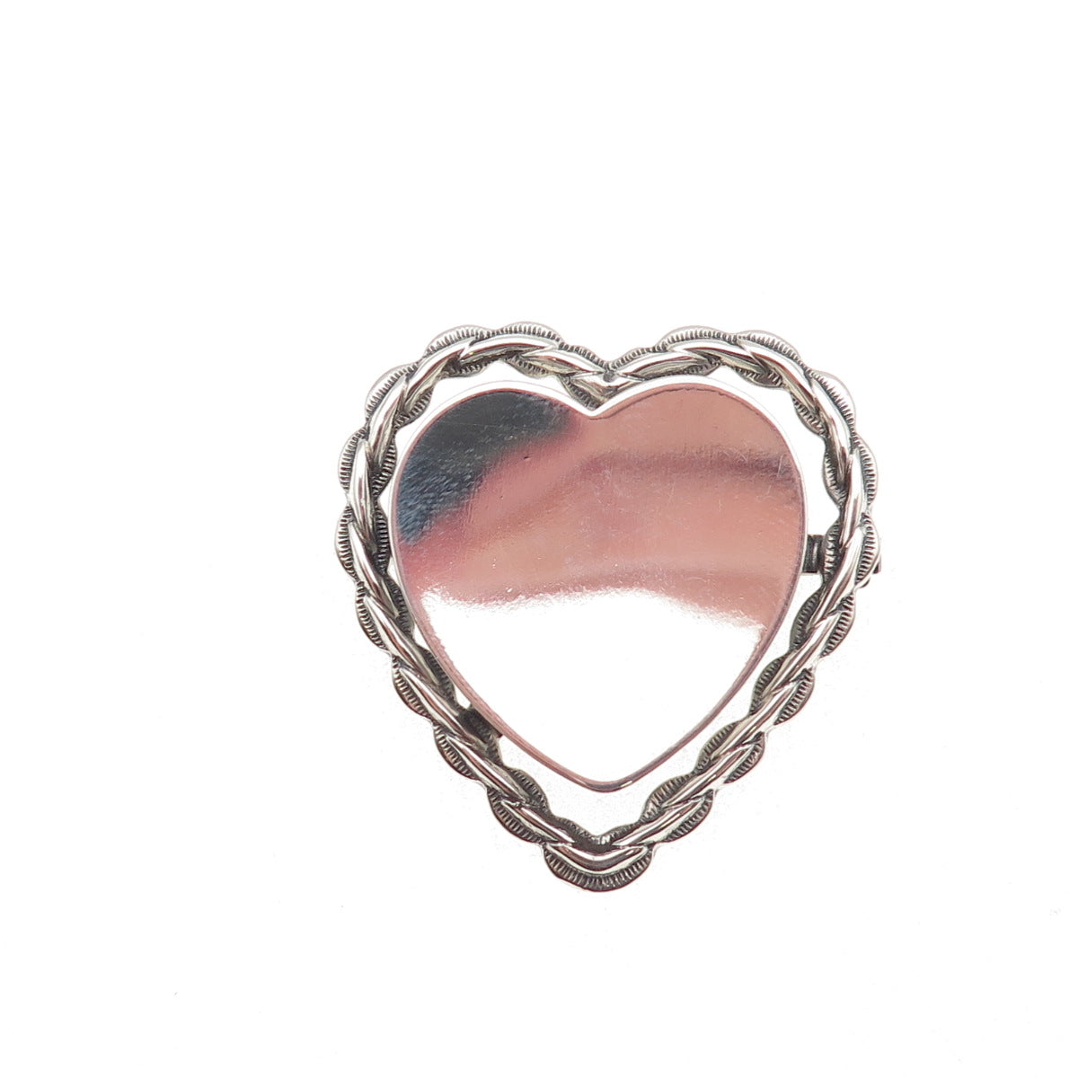 Beau 925 Sterling Silver Vintage Heart Oxidized Pin Brooch