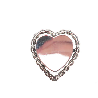 Beau 925 Sterling Silver Vintage Heart Oxidized Pin Brooch