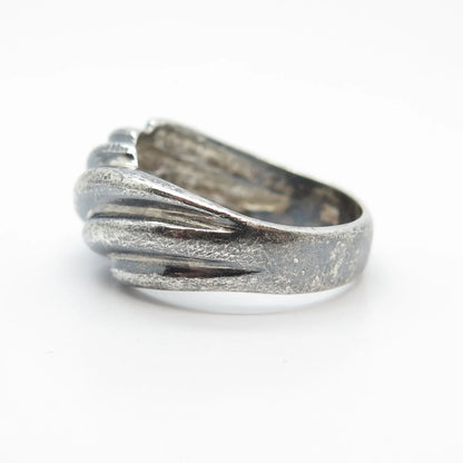 925 Sterling Silver Vintage Ribbed Ring Size 6.5