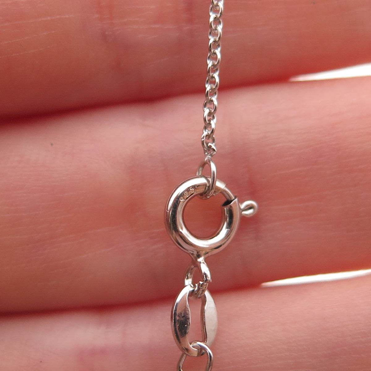 925 Sterling Silver Real Blue & White Diamond Heart Cable Chain Necklace 18"