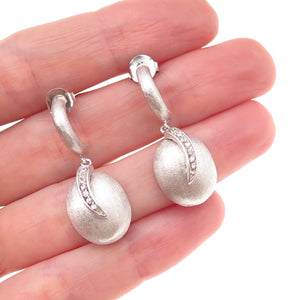 925 Sterling Silver Round-Cut C Z Berry Dangle Earrings