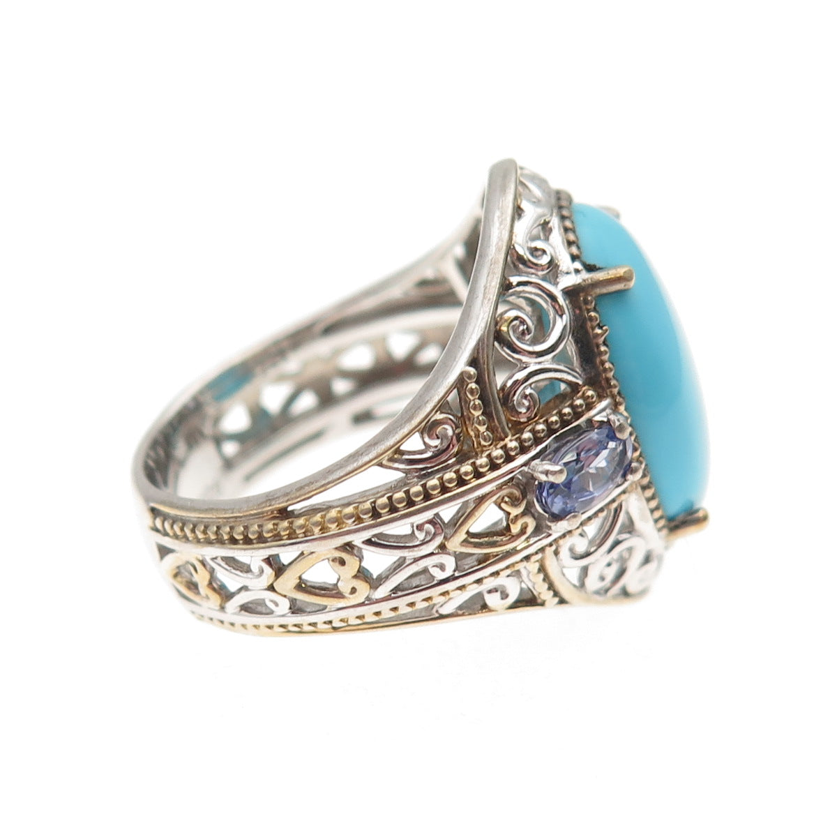 Michael Valitutti Gems En Vogue 925 Sterling Turquoise Tanzanite Ring Size 8.25