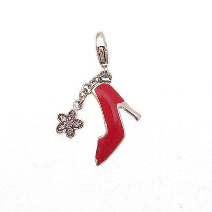 925 Sterling Silver Enamel & C Z High-Heeled Shoe Lobster Lock Charm Pendant