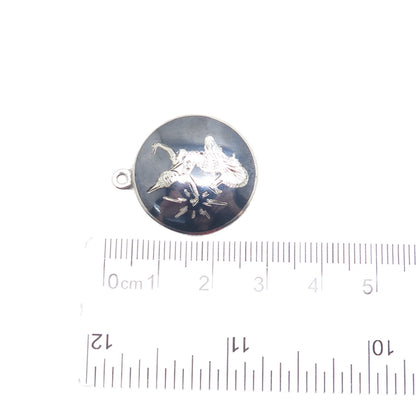 925 Sterling Silver Antique Siam Niello Hindu Goddess Charm Pendant