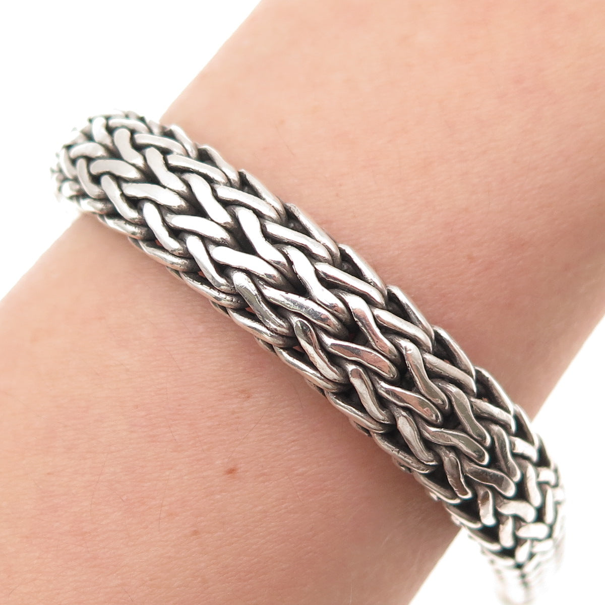 John Hardy 925 Sterling Silver Vintage 10mm Woven Icon Bracelet 6.25"