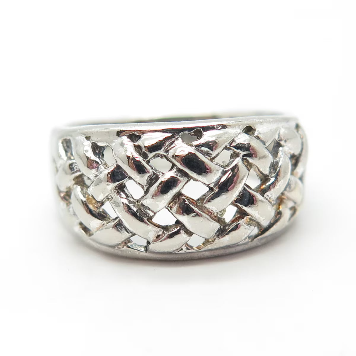 925 Sterling Silver Vintage Wicker Ring Size 8.25