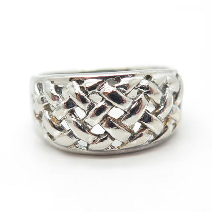 925 Sterling Silver Vintage Wicker Ring Size 8.25