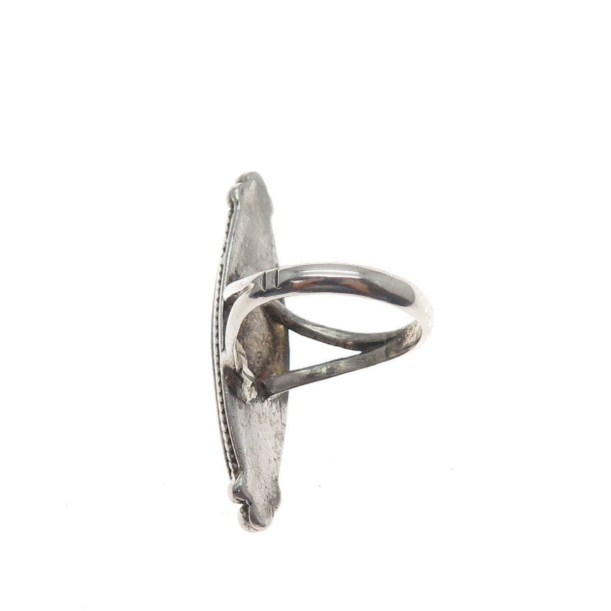 Old Pawn 925 Sterling Silver Vintage Jasper Black Onyx Inlay Tribal Ring Size 7