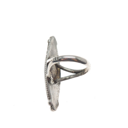 Old Pawn 925 Sterling Silver Vintage Jasper Black Onyx Inlay Tribal Ring Size 7