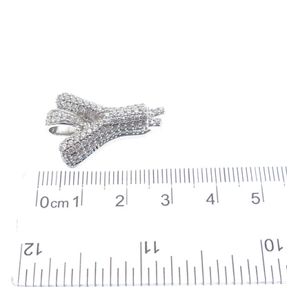 925 Sterling Silver Round-Cut C Z Sparkle Melted Letter Y Initial Charm Pendant