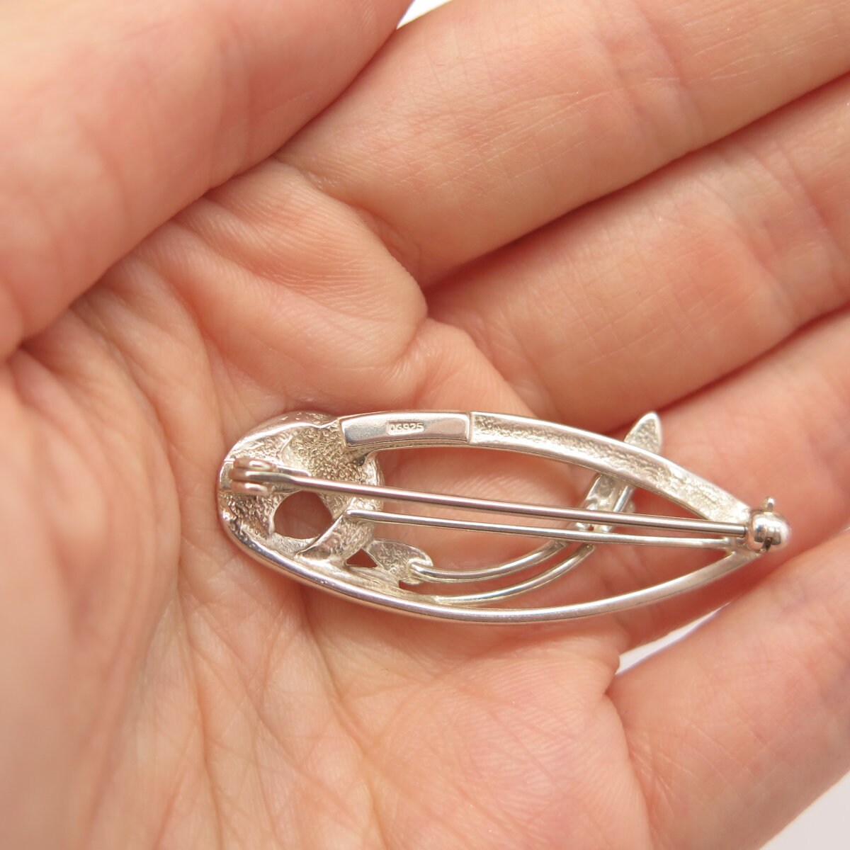 925 Sterling Silver Vintage Modernist Pin Brooch
