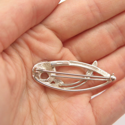 925 Sterling Silver Vintage Modernist Pin Brooch