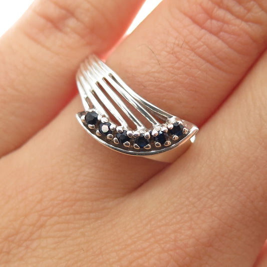 JED JOSEPH DEMARCO 925 Sterling Silver Vintage Real Sapphire Ring Size 6.25