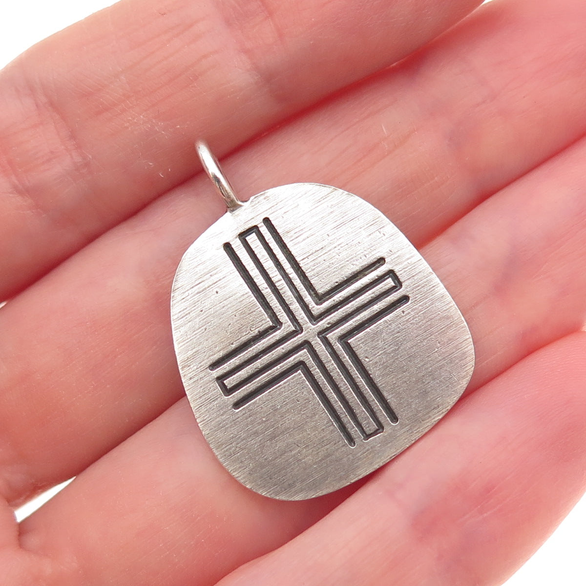 925 Sterling Silver Vintage Mexico Cross Oxidized Charm Pendant
