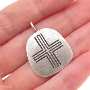 925 Sterling Silver Vintage Mexico Cross Oxidized Charm Pendant