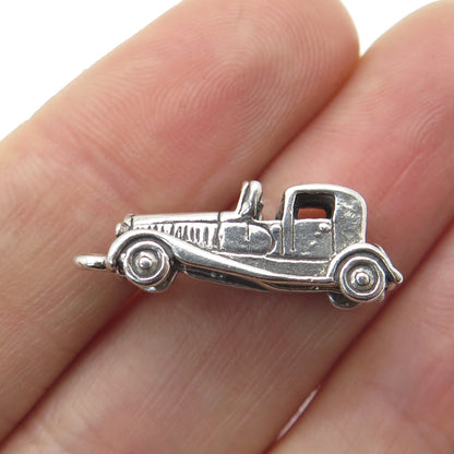 925 Sterling Silver Antique Retro Car Minimalist 3D Charm Pendant