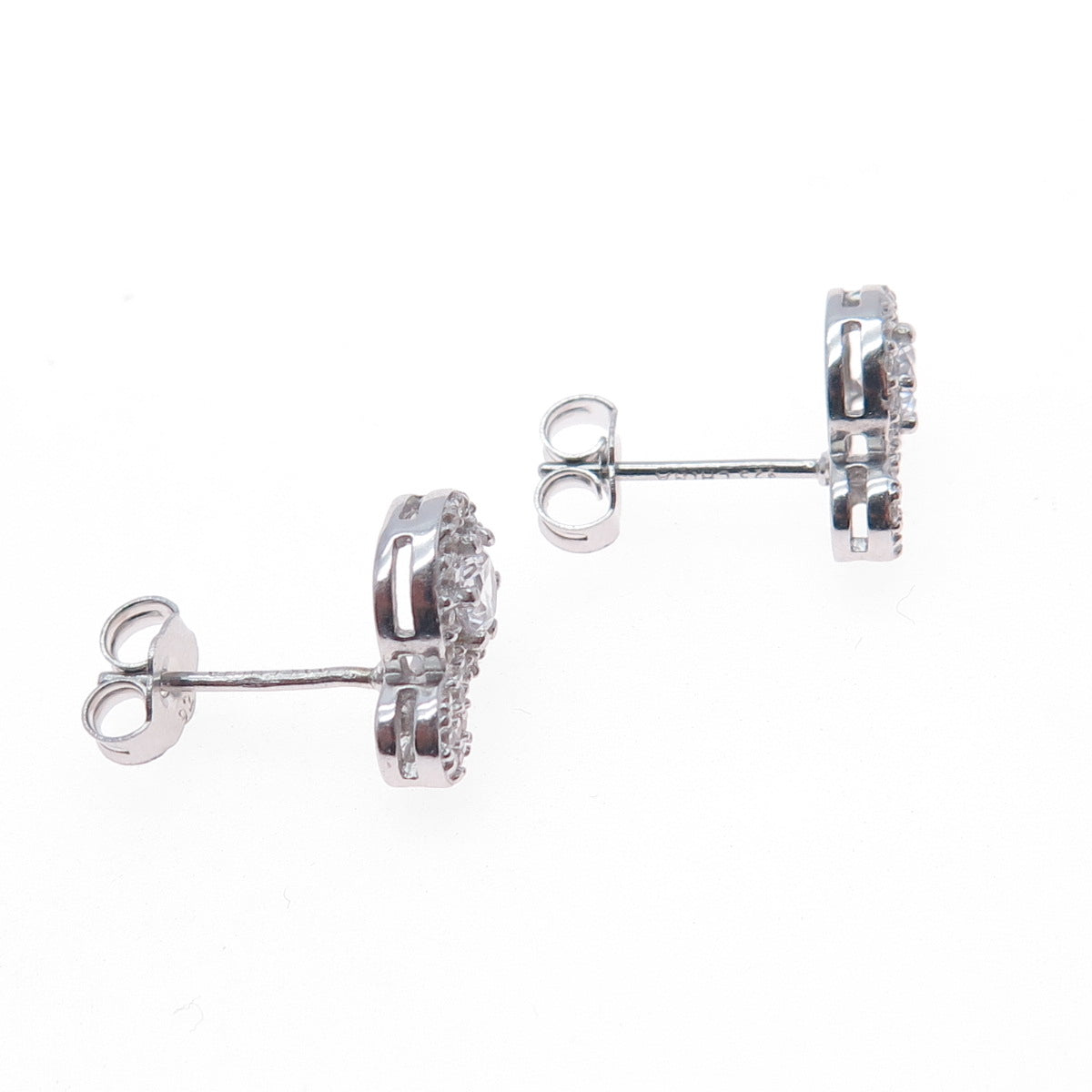 925 Sterling Silver Round-Cut C Z Snowman Stud Earrings