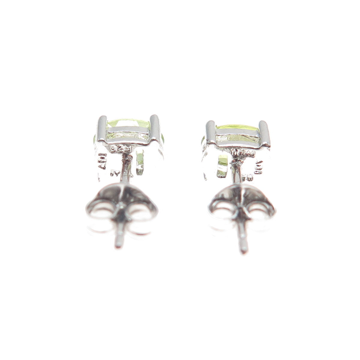 925 Sterling Silver Real Oval-Cut Peridot Stud Earrings