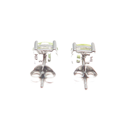 925 Sterling Silver Real Oval-Cut Peridot Stud Earrings