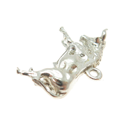 925 Sterling Silver Vintage Bull Minimalist 3D Charm Pendant