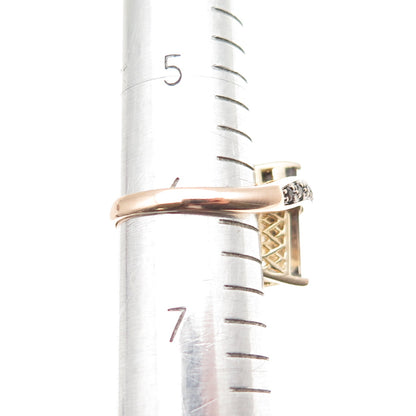 925 Sterling Silver Gold Plated Real Smoky Quartz Bypass Ring Size 6.25