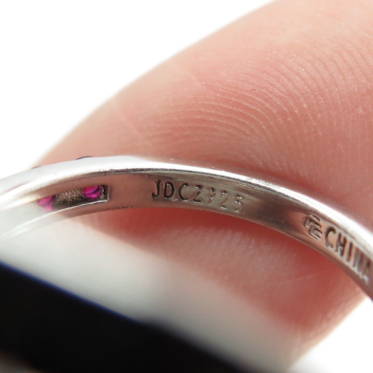 925 Sterling Silver Lab-Created Ruby & Black C Z Multi-Circle Ring Size 6.25
