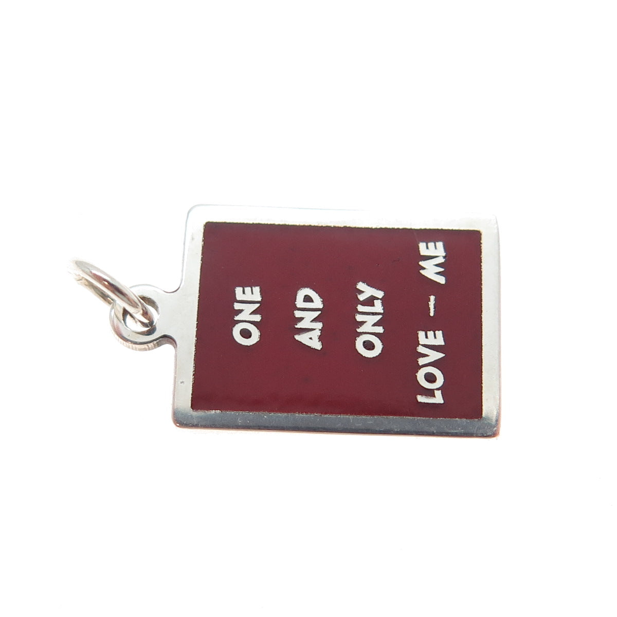 925 Sterling Silver Red Enamel One & Only Love - Me Minimalist Charm Pendant