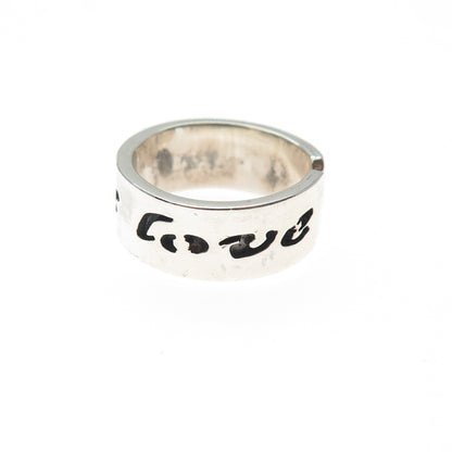 925 Sterling Silver Vintage God is Love Adjustable Band Ring Size 6.75
