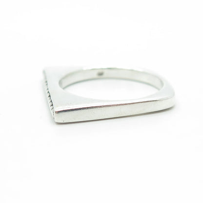 925 Sterling Silver Vintage Granulated Bar Stackable Ring Size 7.5