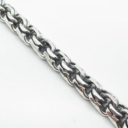 925 Sterling Silver Vintage Mexico Fancy Cable Link Bracelet 7.25"
