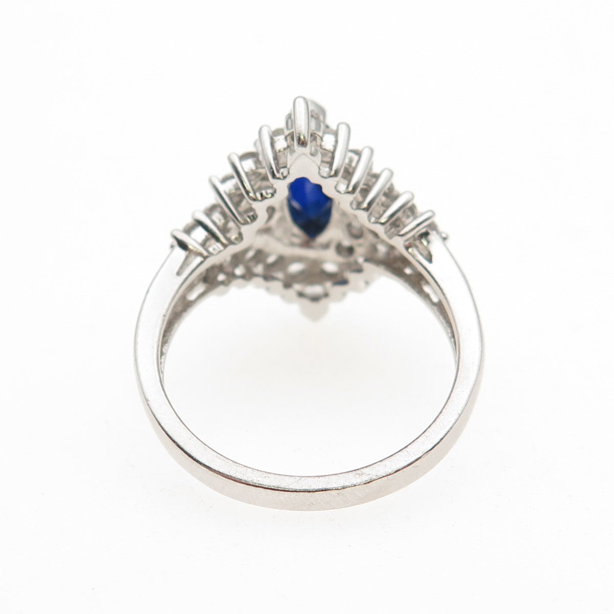 JH Young Sterling Silver Lab-Created Sapphire Real White Topaz Ring Size 7.25