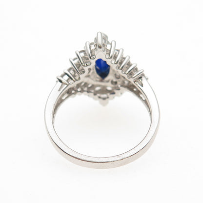 JH Young Sterling Silver Lab-Created Sapphire Real White Topaz Ring Size 7.25
