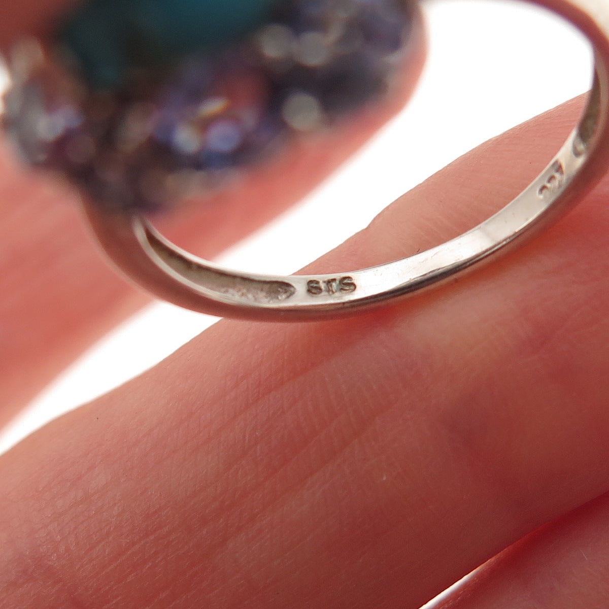 Chuck Clemency 925 Sterling Silver Real Turquoise & Tanzanite Ring Size 7.25