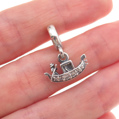 Pandora 925 Sterling Silver C Z Venice Gondola Dangle Charm