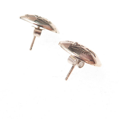 Old Pawn 925 Sterling Silver Vintage Southwestern Concho Tribal Stud Earrings